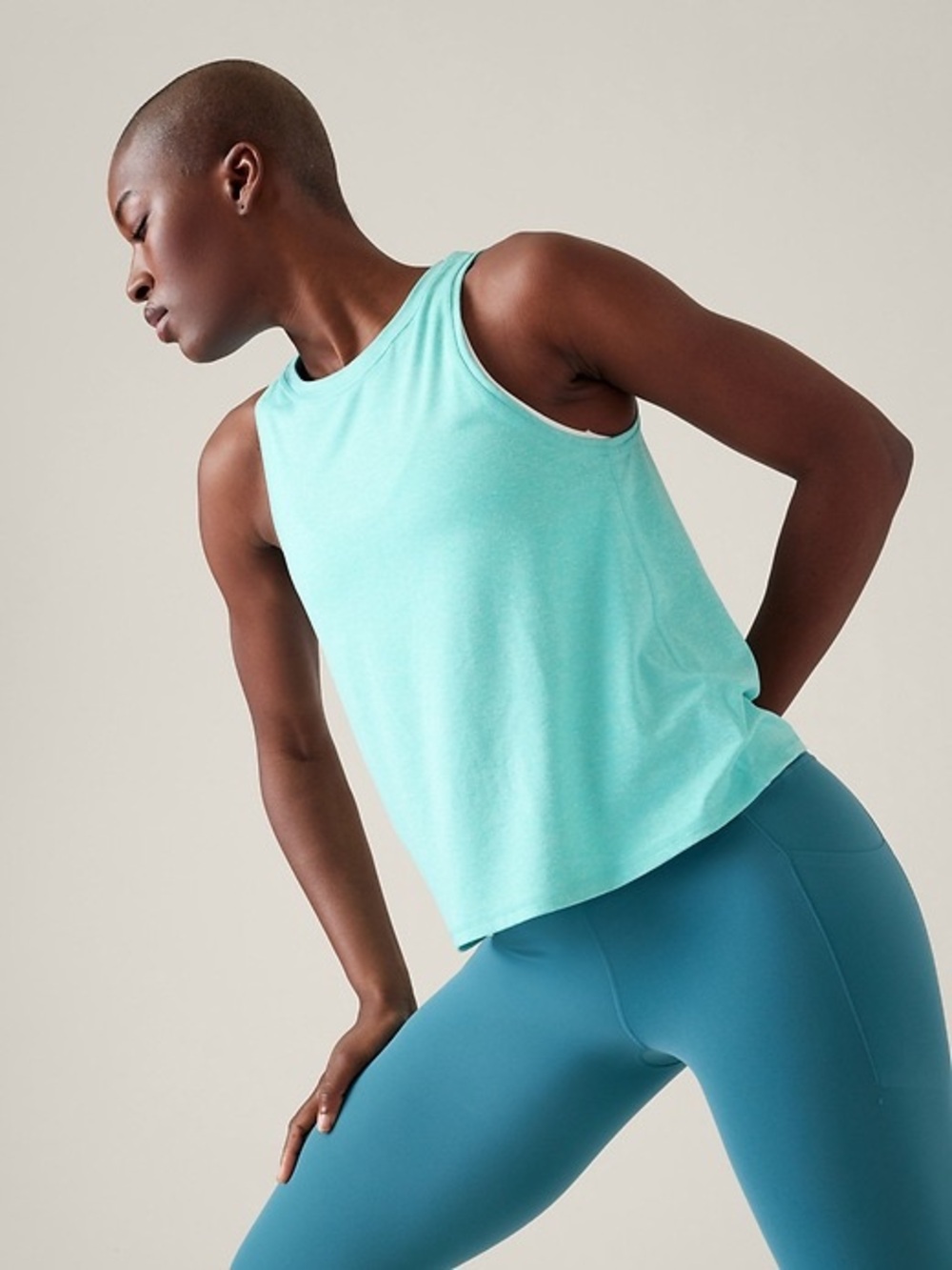 Athleta Women’s Uptempo Workout Tank Gulf Green Heather Small Soft Stretchy